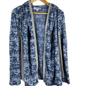 Neon Buddha Hooded Lightweight Gray & Blue Draped‎ Front Cardigan Size Small